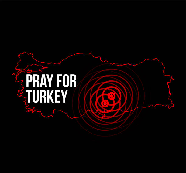 Pray for Turkey. Turkey earthquake. Two major earthquakes in eastern Turkey on February 6, 2023. turkey earthquake stock illustrations