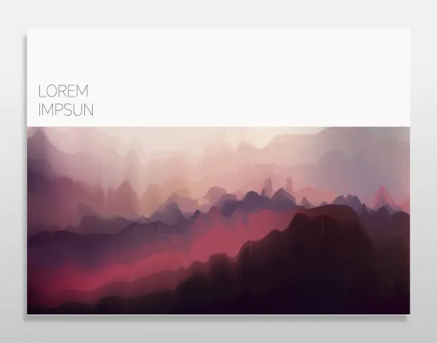 Vector illustration of surrealism color gradient mountain landscape cover template background