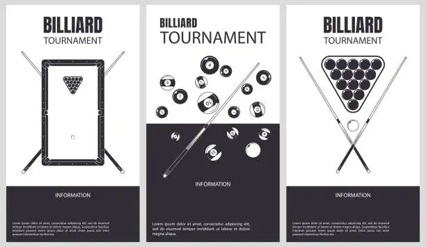 Vector illustration of Vector illustration about biiliard tournament. Flyer design for biiliard tournament, match