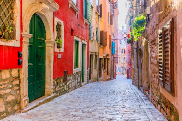 rovinj, croacia. - morning croatia blue sea fotografías e imágenes de stock