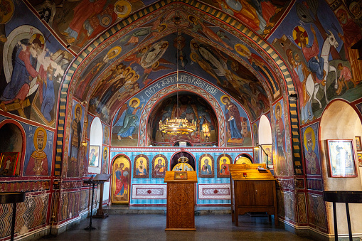 Altar inside of Shavnabada monastery. Tbilisi, Georgia