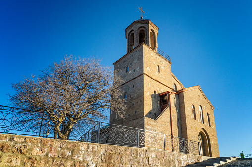 Front view of Shavnabada monastery in winter. Tbilisi, Georgia