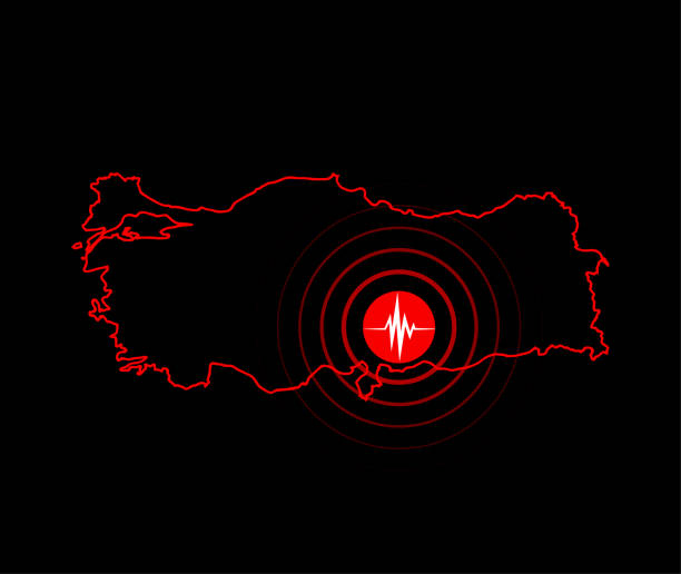 Turkey east earthquake. Big earthquake on the map. turkey earthquake stock illustrations