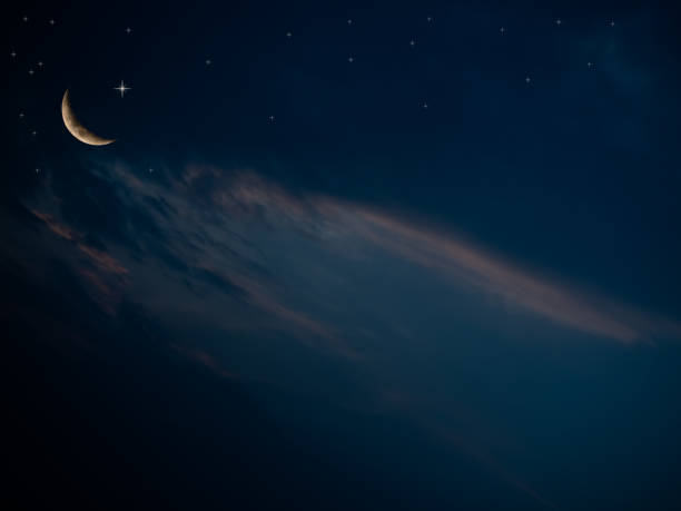 istock Islamic Background Concept,Gold Cloud Sky with Crescent Moon and Star ramadan Religious symbols,Sunrise Twilight Eventing,for Arabic Muslim Holy,Eid ai-fitr 1463433042