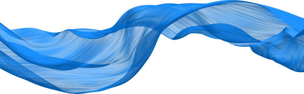 istock Fabric Flowing Cloth Wave, Blue Waving Silk Flying Textile, 3d rendering 1463435130