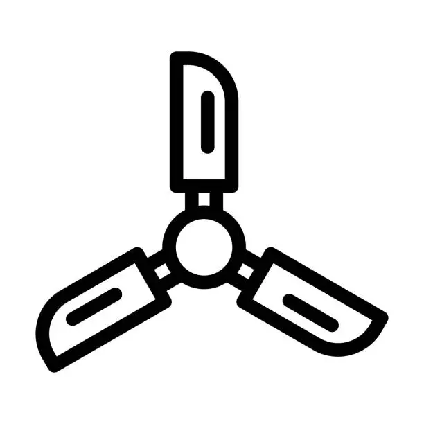 Vector illustration of Ceiling Fan Thick Line Icon