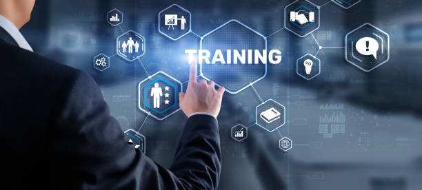 istock Trainning concept. Businessman pressing on touch screen interface inscription 1463435409