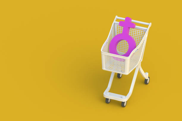 istock Female symbol in market cart. Copy space. 3d render 1463435816