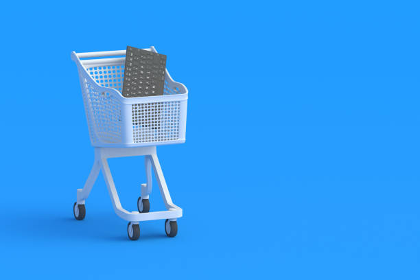 istock Keyboard in market cart. Copy space. 3d render 1463435852