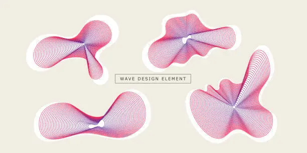 Vector illustration of Abstract striped design element set