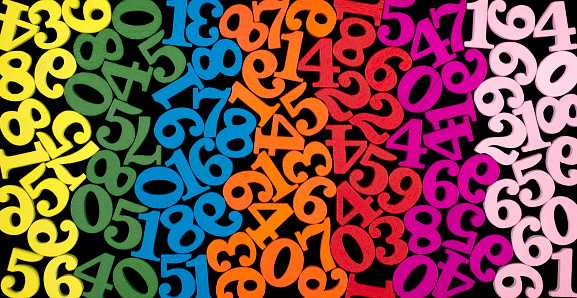 Colorful Wooden Numbers on Black Background