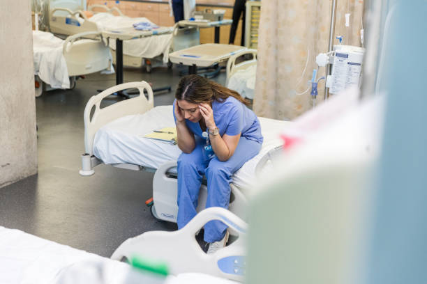 istock High angle view of worried doctor 1463443392