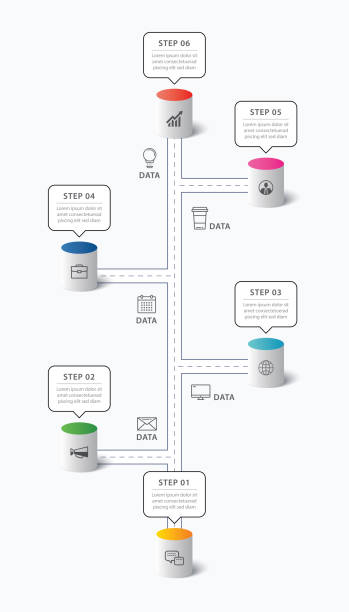 istock Infographics cylinder timeline to success business with 6 number data template. Vector illustration abstract background. 1463447240
