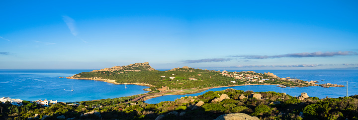 Peninsula of Capo Testa as seen from Punta Contessa, a protected area in north Sardinia (2 shots stitched)