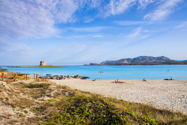 La Pelosa Beach, one of the most beautiful beaches in northern Sardinia stock photo