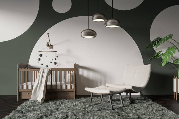 istock Front view on dark baby room with child bed, arcmhair 1463455678
