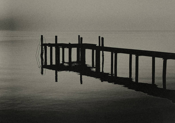 The jetty on Lake Garda at just after sunset.