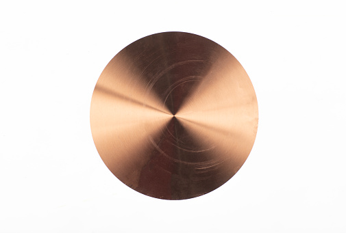 copper round plate isolated on white background