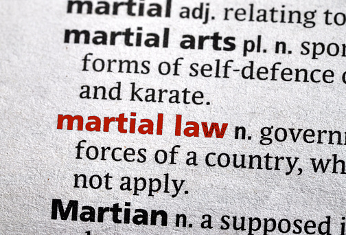 Close up photo of the words martial law