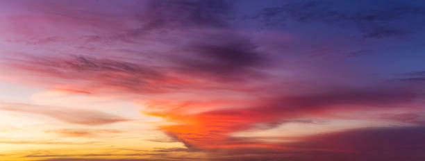 istock A vibrant sunset or sunrise sky panorama with cloudscape in soft colours 1463463952