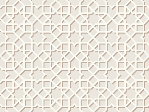 A beautiful, light, eight point star beige mashrabiya background. EPS10 vector illustration, global colors, easy to modify.