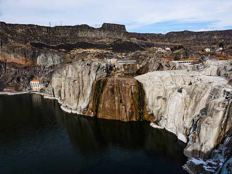 Shoshone Falls Hydroelectric plant on the Snake River at Twin Falls, Idaho.