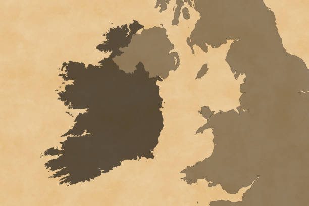 istock Europe map series with Ireland, old paper, with borders 1463469575