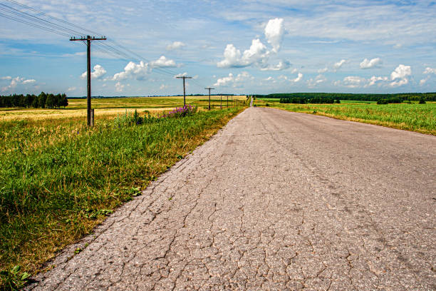 istock empty country summer road with cracked asphalt 1463470205