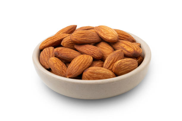 Dry roasted Almonds in white bowl