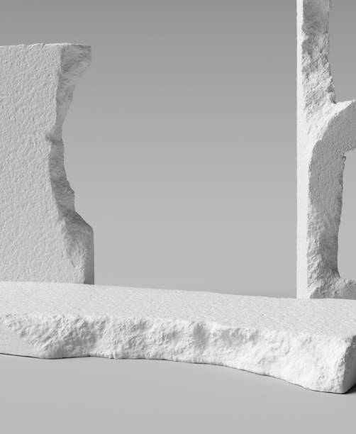 istock Marble stone podium, white product display platform, cosmetic presentation scene, 3d rendering 1463478740