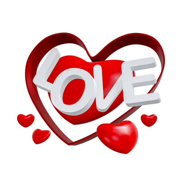 istock Happy Valentines Day decorated with hearts on white background. 3D illustration 1463481150