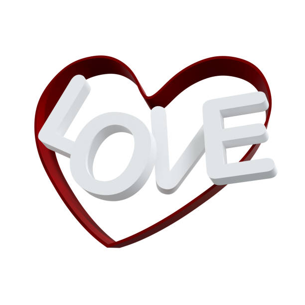 Happy Valentines Day decorated with hearts on white background. 3D illustration