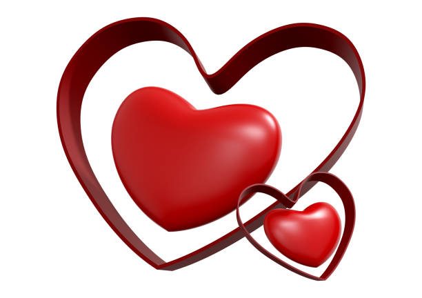 Happy Valentines Day decorated with hearts on white background. 3D illustration