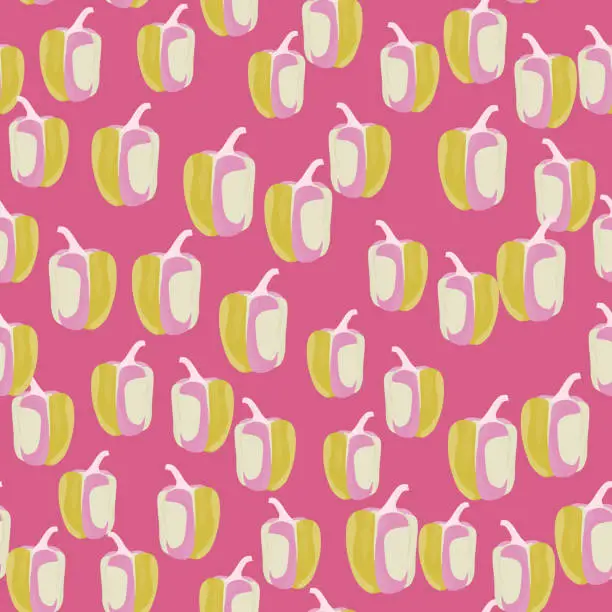 Vector illustration of Simple bell pepper seamless pattern. Bulgarian pepper wallpaper.