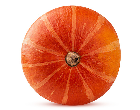 Fresh red hokkaido pumpkin isolated on white background. Clipping Path. Full depth of field.