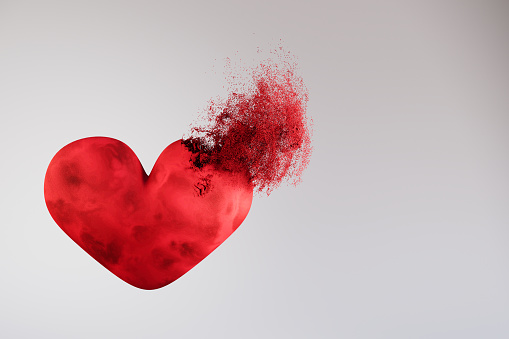 Flying heart, Dissolving red heart, flying away