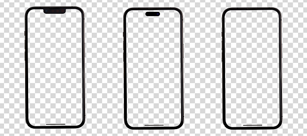 Mockup phone PNG Black smartphone with blank screen isolated on white background. Mockup to showcasing mobile web-site design or screenshots your applications - Clipping Path