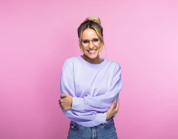istock Happy beautiful woman embracing herself 1463497900