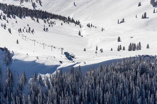 Aerial View of Colorado Ski Area near Vail, Colorado, USA