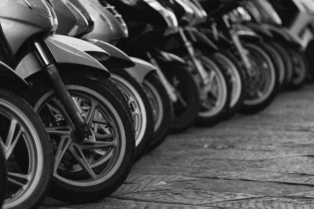 istock Motorcycles parked in Town 1463506152