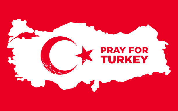 지진에 대한 터키 국민과의 연대를 지원하고 보여주는 배너. 터키를 위해 기도하자. - turkey earthquake stock illustrations