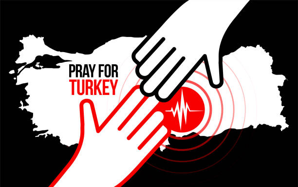 stockillustraties, clipart, cartoons en iconen met helping hand to earthquake victims. - earthquake turkey