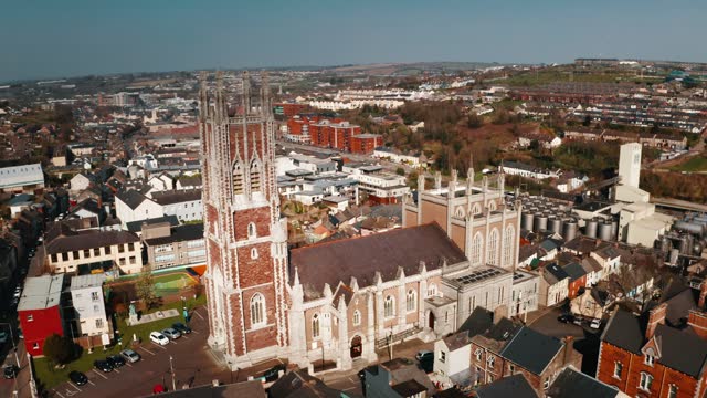 Cathedral of St Mary and St Anne aerial view rotating around 5