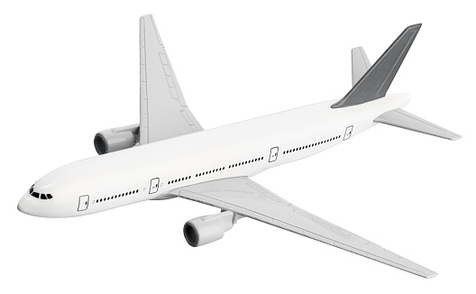 Unbranded white model of passenger plane in scale 1/200 on a book shelf