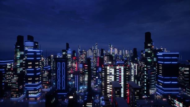 istock Metaverse city and cyberpunk concept, 3d render 1463518517
