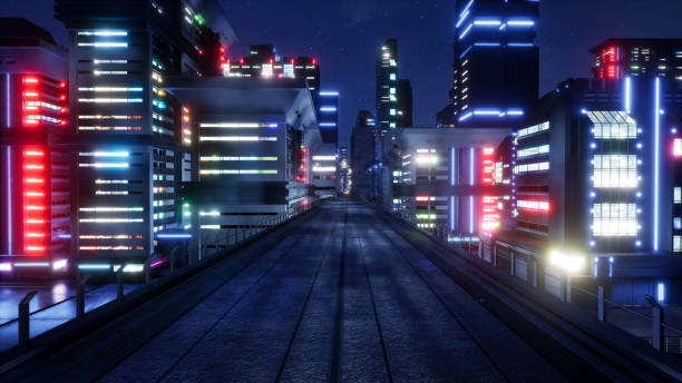 istock Metaverse city and cyberpunk concept, 3d render 1463518535