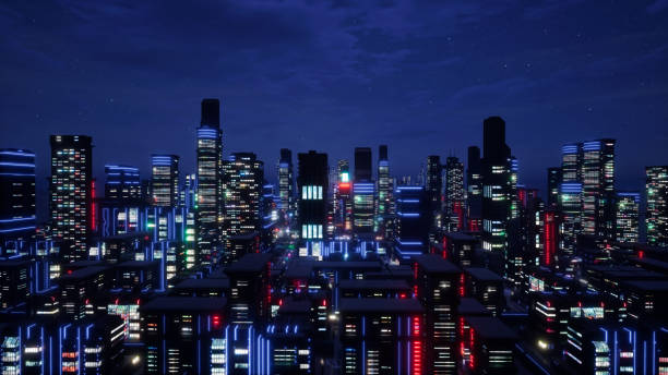 istock Metaverse city and cyberpunk concept, 3d render 1463518549