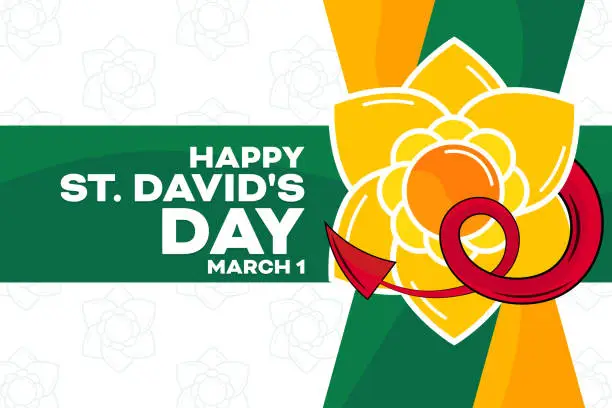 Vector illustration of Happy St. David's Day. March 1. Vector illustration. Holiday poster.