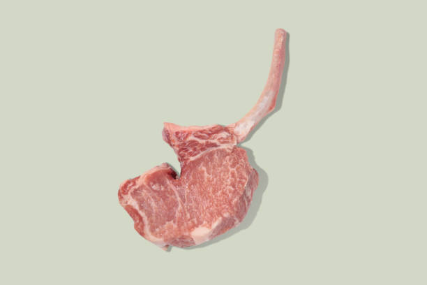 istock Meat Chops with bone pork lamb shank fillet on colorful background 1463522590