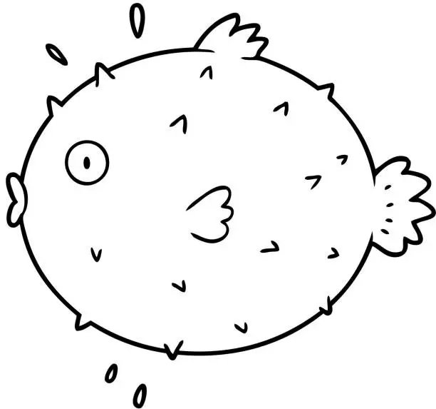 Vector illustration of cartoon puffer fish